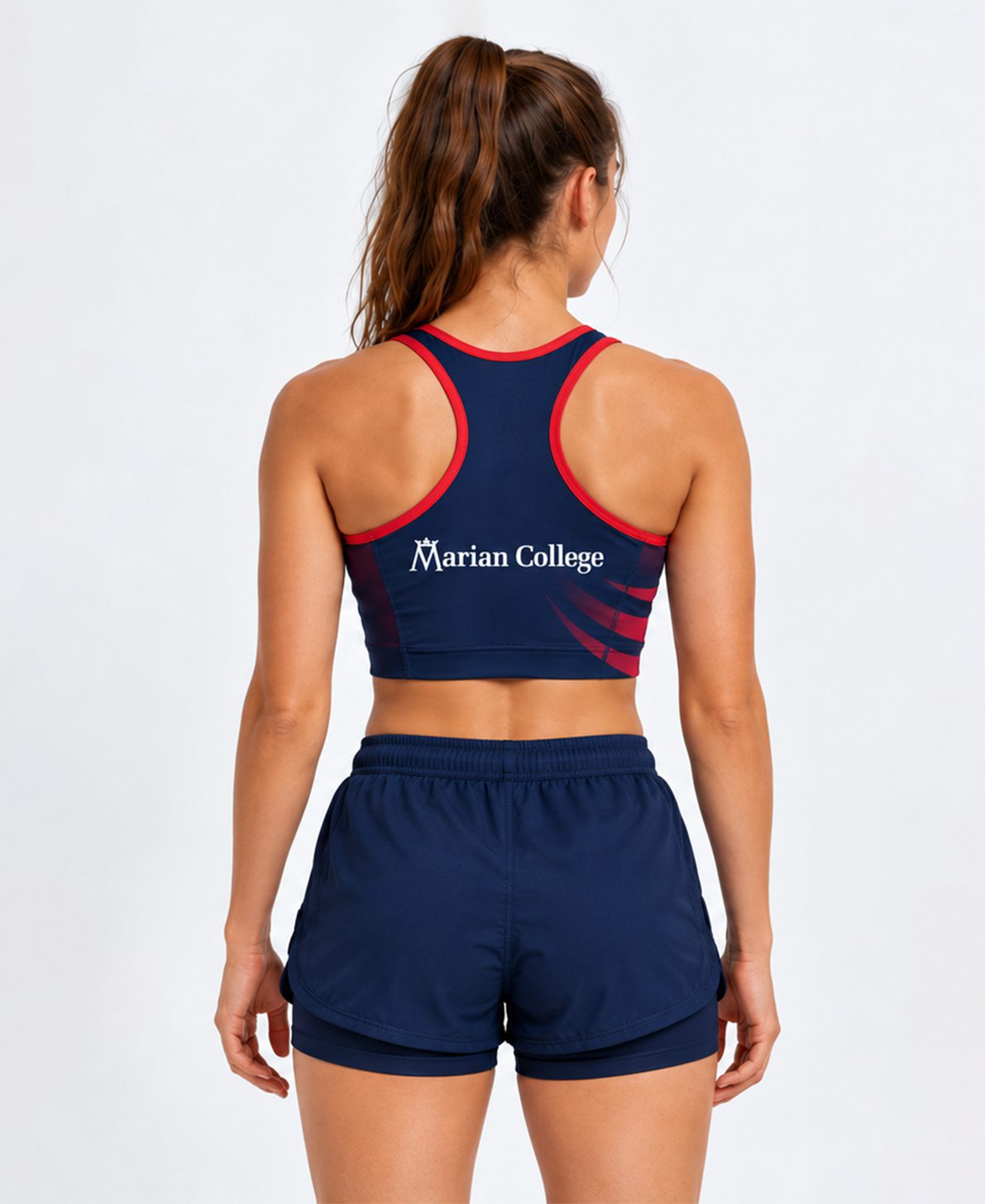 Women Athletic Crop Top & Shorts Back