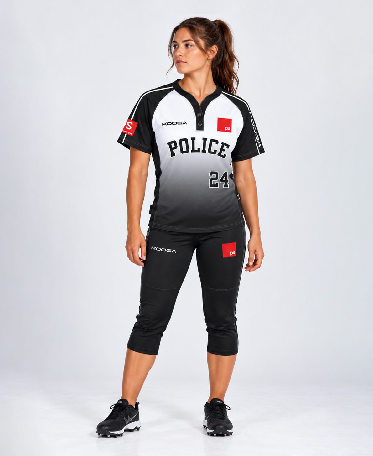 Womens Softball Grown-on Collar Tee Front