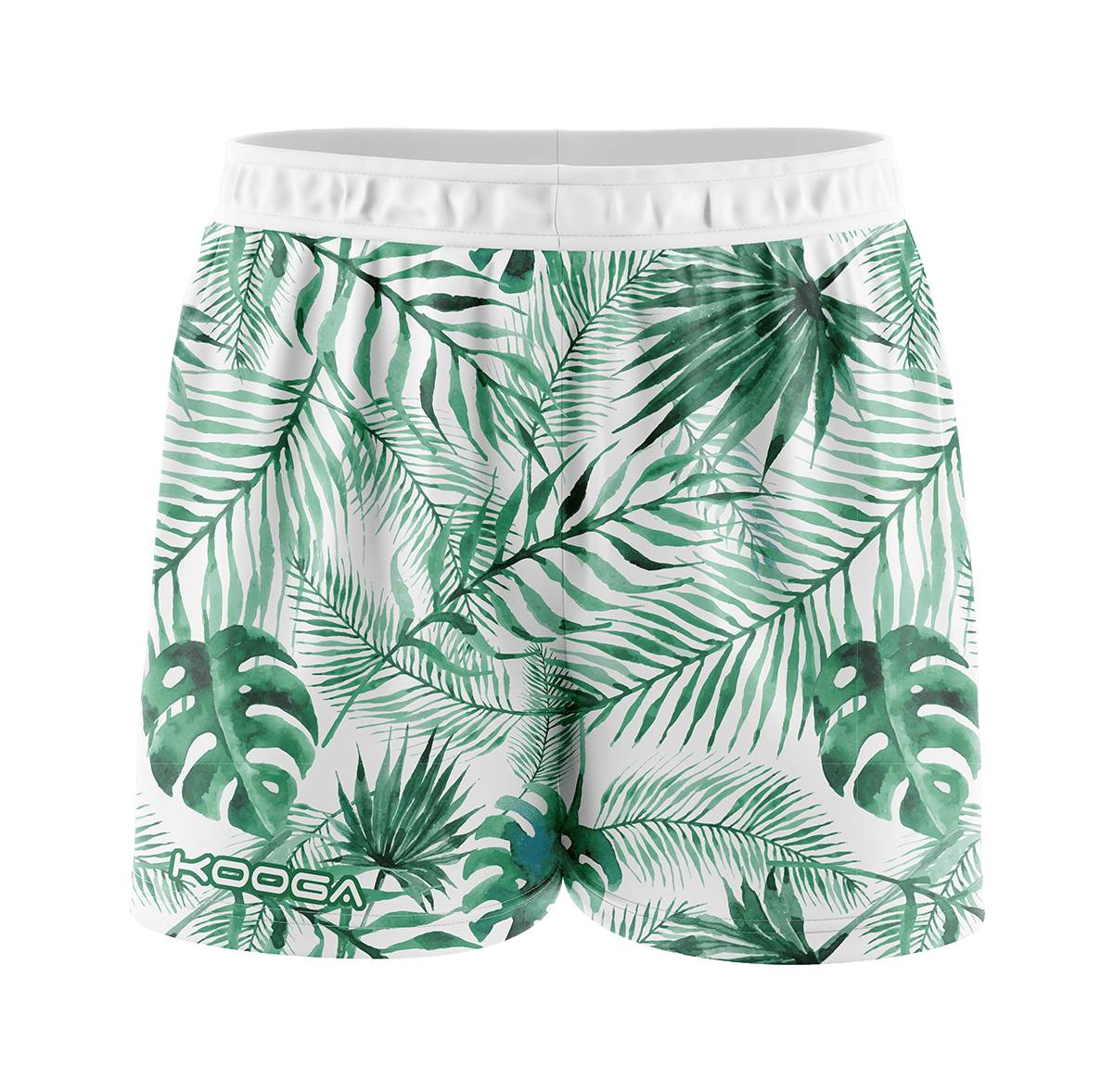 Shorts with a leafy design featuring various tropical leaves